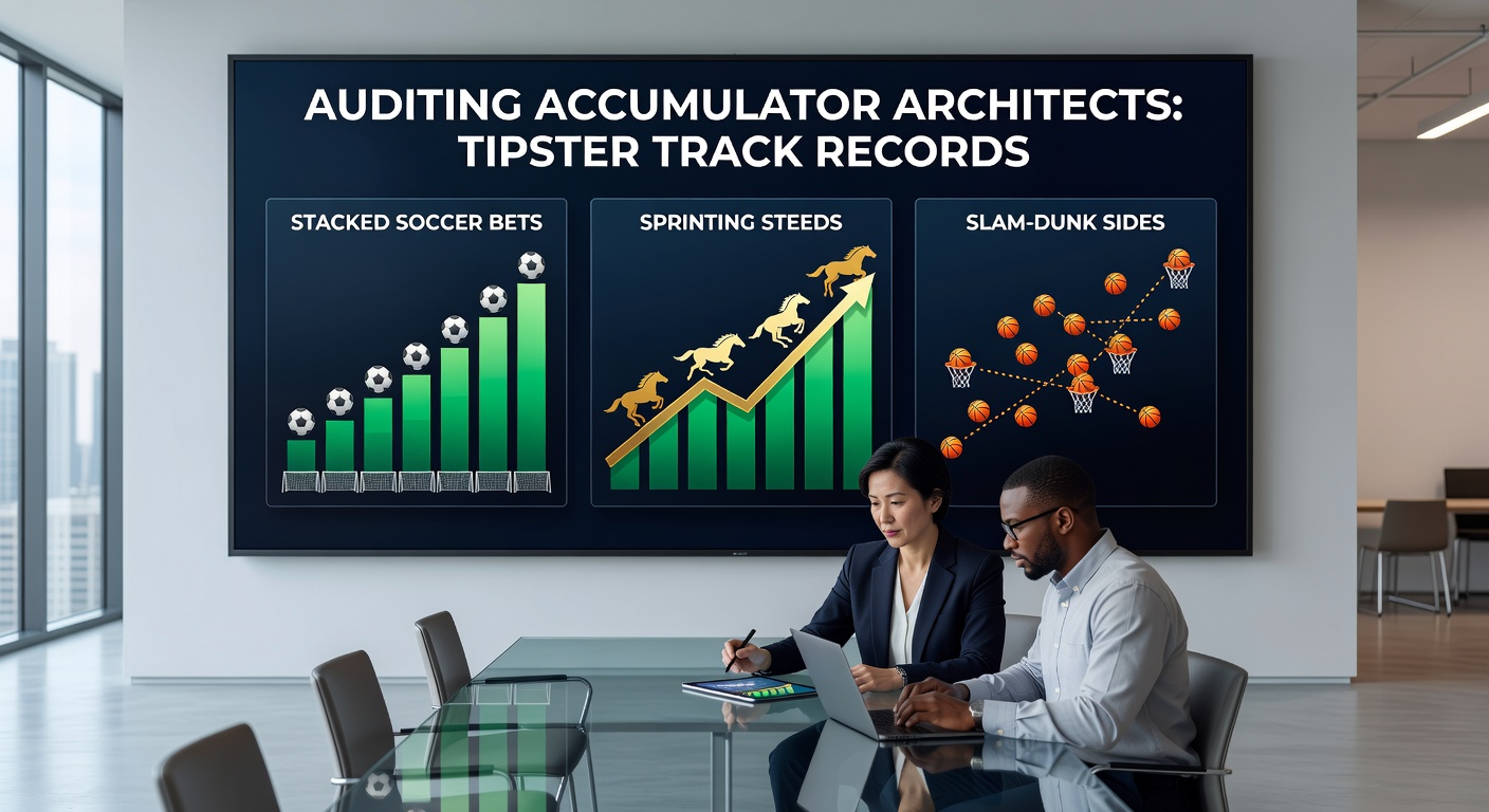 Chart displaying long-term ROI trends for top accumulator tipsters across soccer leagues, horse racing meets, and basketball tournaments, highlighting variance in stacked bet performance