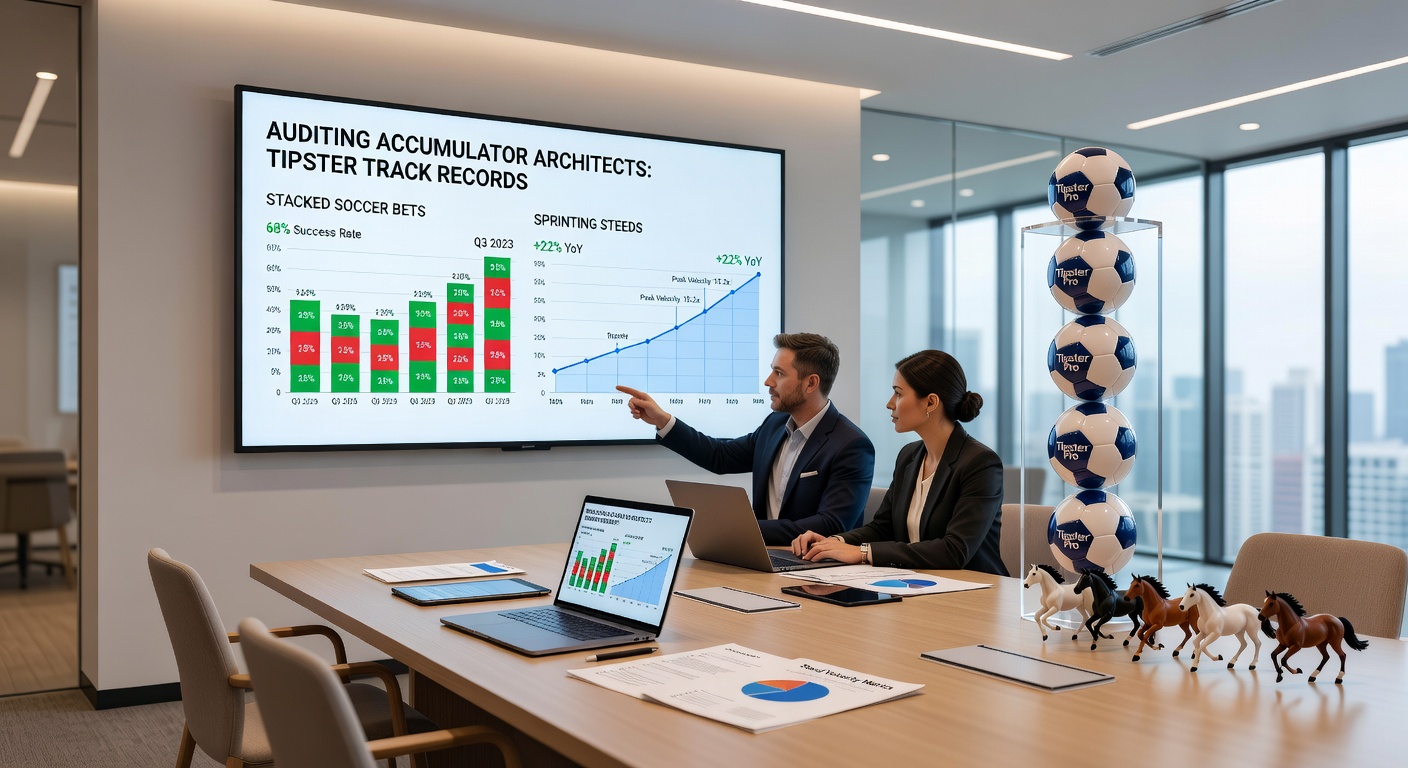Infographic comparing strike rates and profit graphs for accumulator tipsters in horse racing versus basketball, with soccer overlay for multi-sport performers