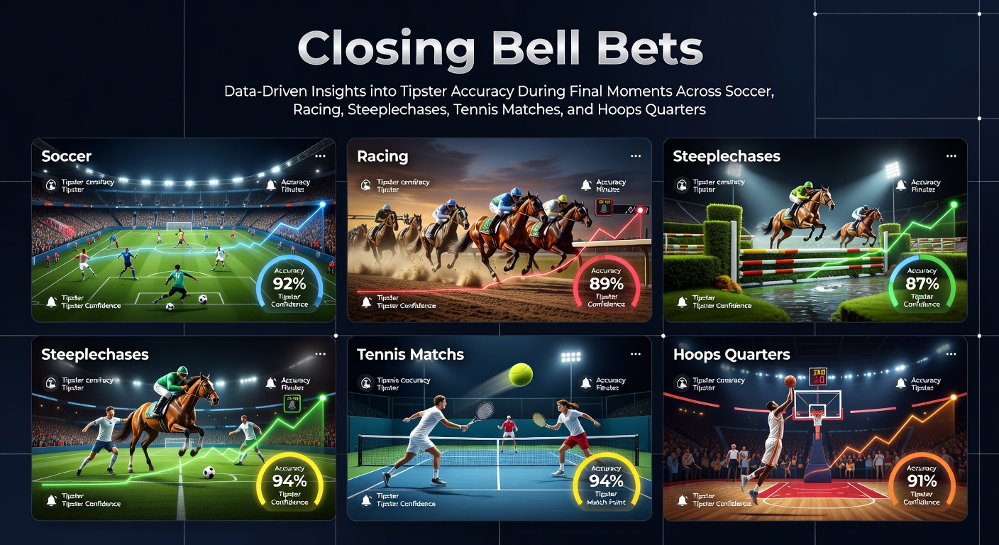 Graph showing tipster strike rates spiking in final moments of soccer matches and horse races, with bars for each sport highlighting late-game accuracy trends
