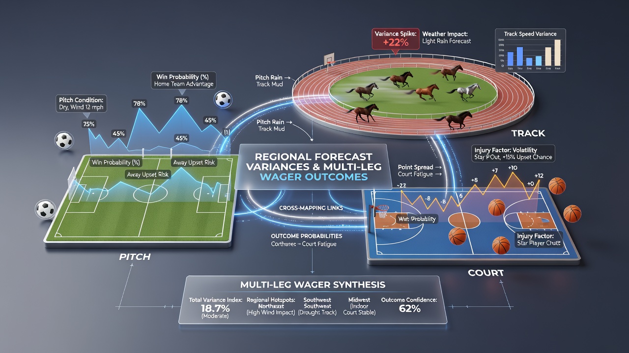 Data visualization of accumulator variance rates across regional horse racing and basketball events