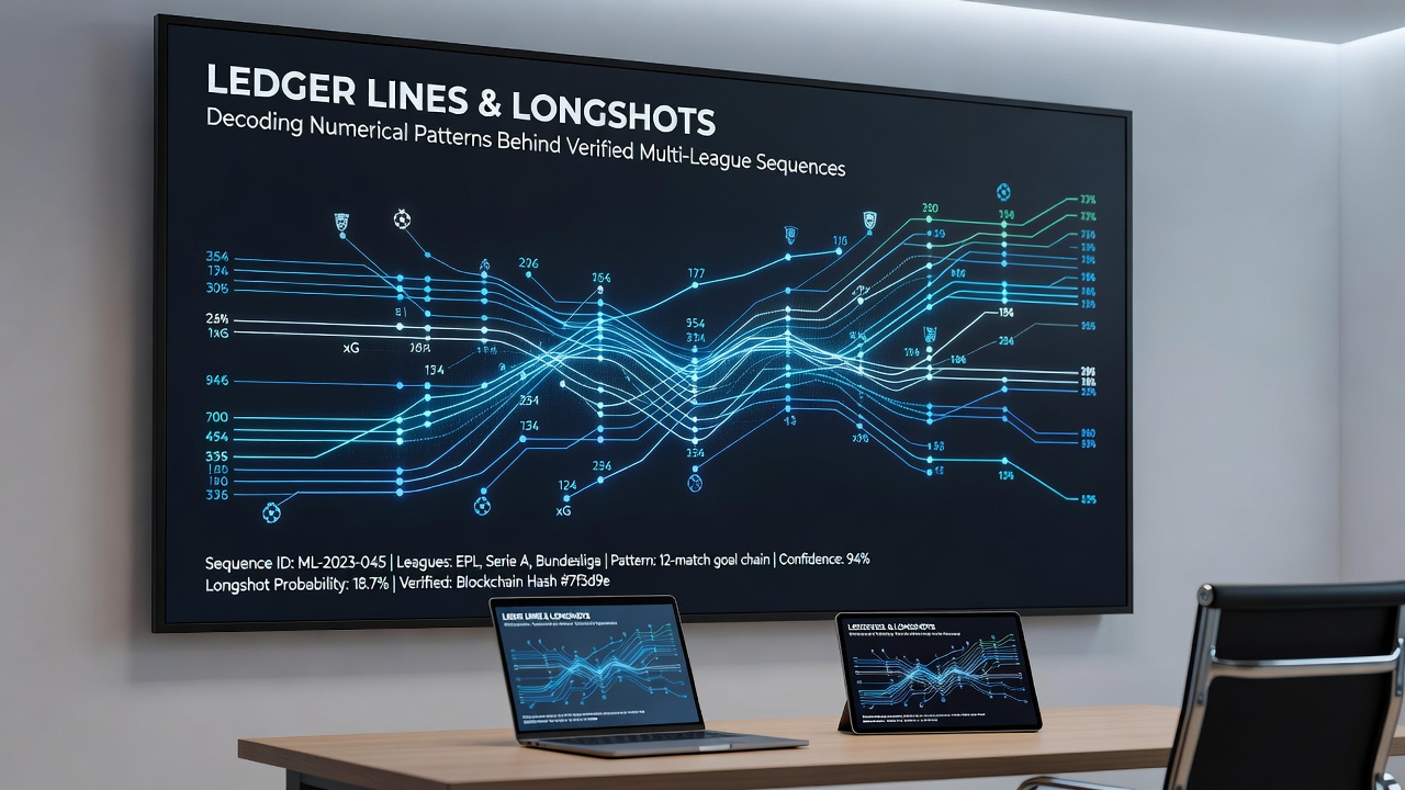 Infographic illustrating cross-sport numerical patterns connecting soccer, horse racing, and tennis betting sequences with verified payout examples
