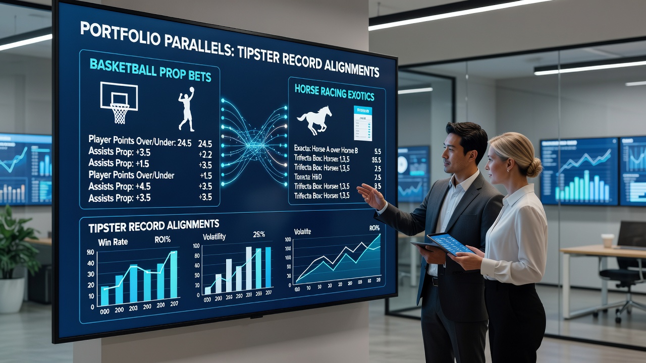 Detailed alignment graphs showing tipster ROI consistency between basketball props and horse racing exotics during 2025-2026 tracking periods