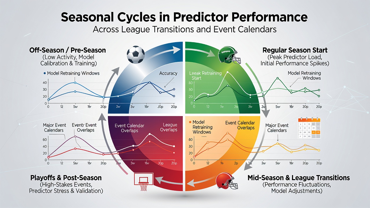 Data visualization tracking prediction accuracy rates during league transitions and major sporting events
