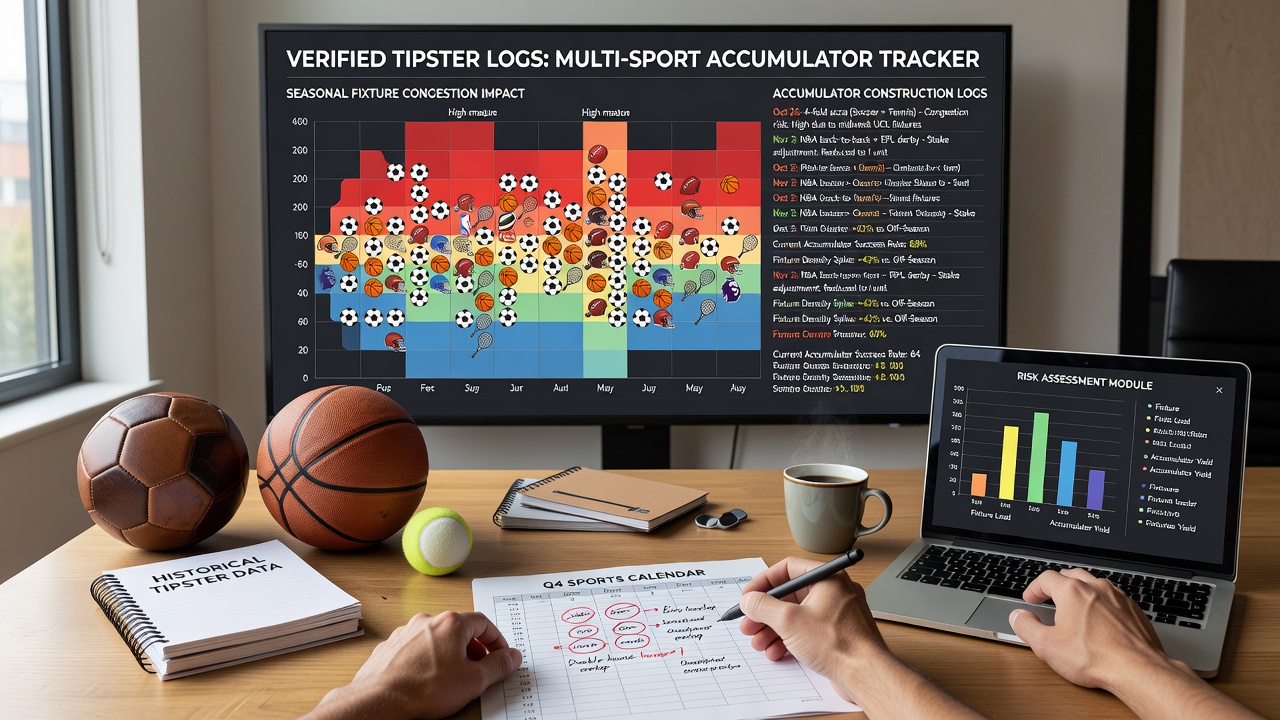 Chart displaying verified tipster accumulator performance metrics during periods of fixture congestion across football, tennis, and basketball seasons