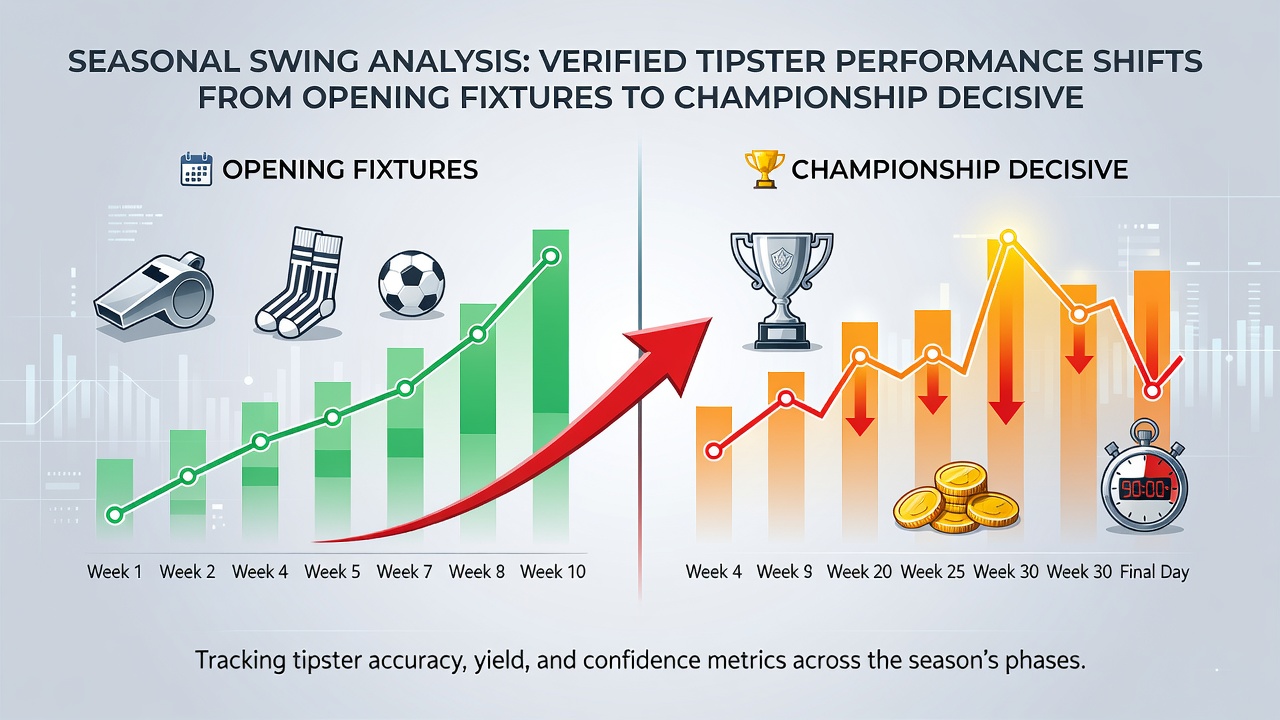Comparative charts showing tipster ROI and strike rate changes from season openers to championship stages in three sports