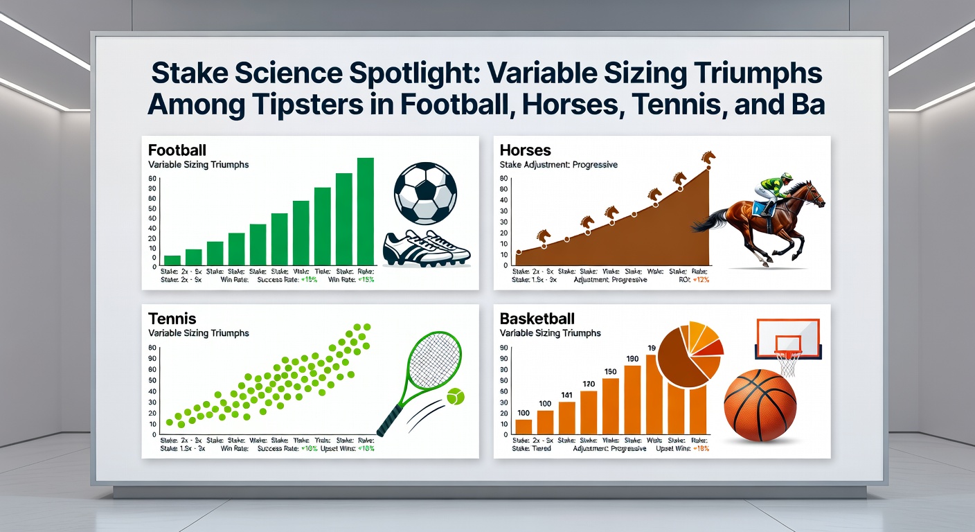 Close-up chart comparing variable vs fixed stake performance in horse racing tipster logs, highlighting peak ROI during 2026 flat season with overlaid bet size adjustments