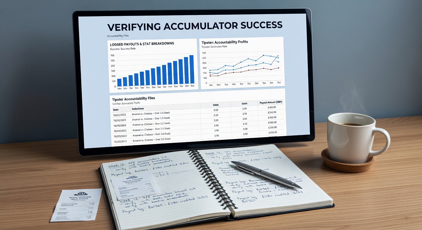 Detailed chart displaying logged payouts from successful accumulator bets across multiple tipsters, highlighting verified win rates and profit margins