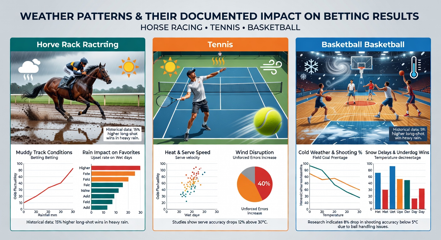 Basketball arena exterior during storm conditions alongside tennis court weather monitoring equipment