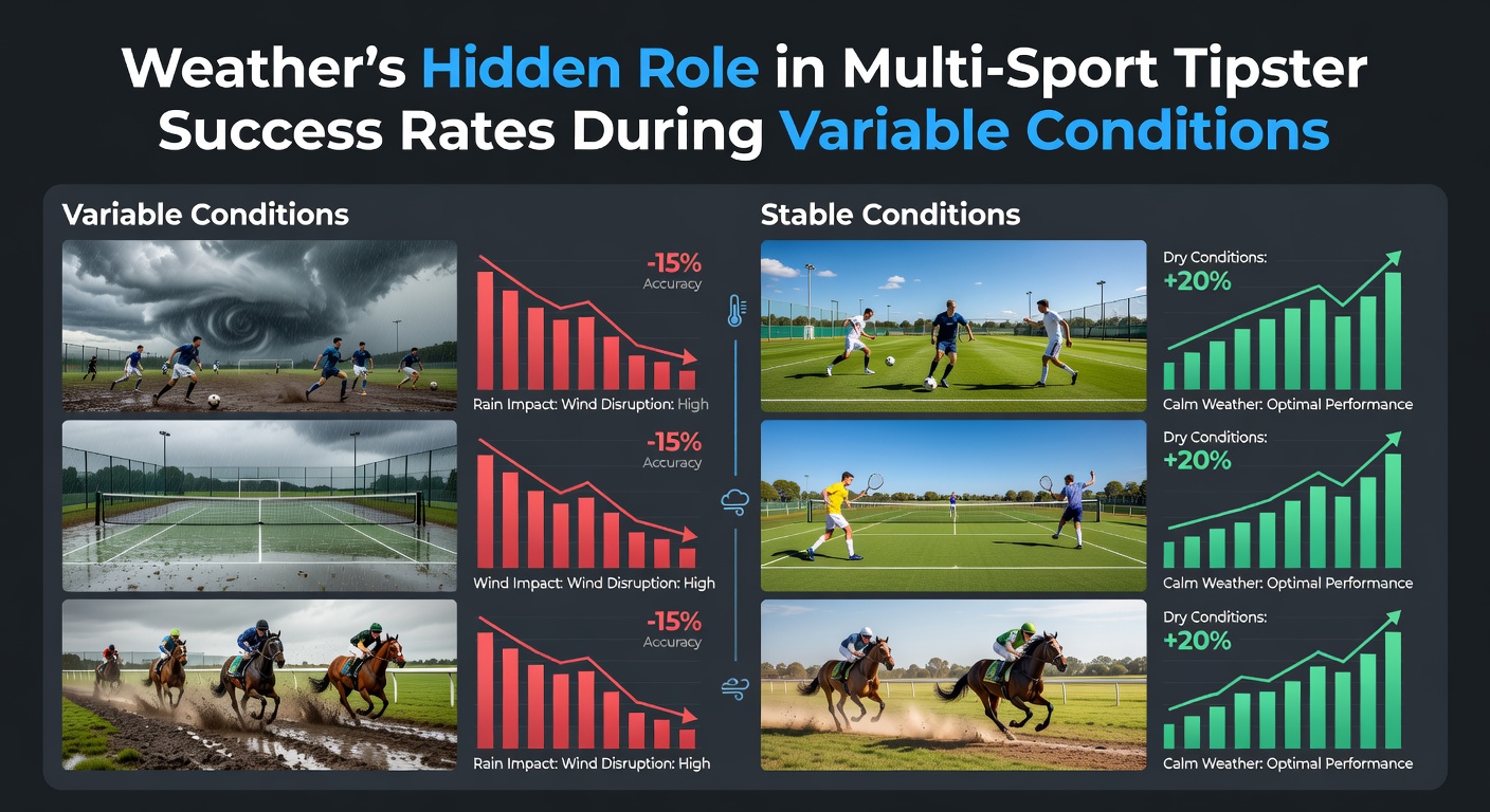 Tipsters reviewing weather data charts alongside multi-sport betting statistics